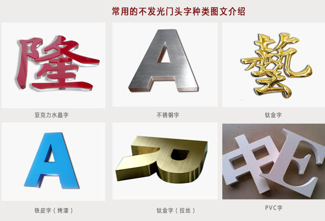 不發(fā)光門頭字種類與名稱集中介紹